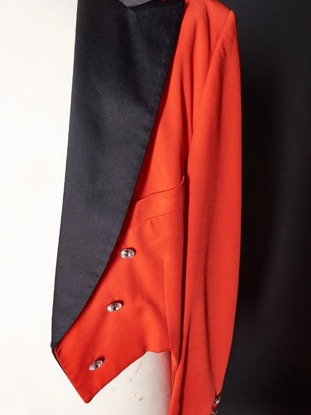 1970s Red with Black Trim and Tails Showman’s Blazer Suit Jacket